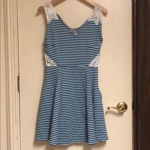 Poof Couture Striped Blue &Light Blue Dress